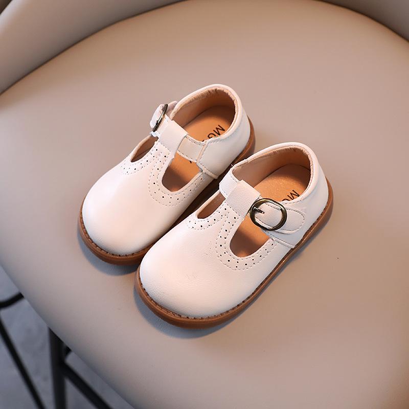 Kids Classic T Strap Mary Jane Flat Shoes 21 белый