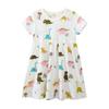 In-Stock Girls' White Dress 2024 New Summer Full-Print Dinosaur Children's Baby Princess Dress Foreign Trade Children's Clothing