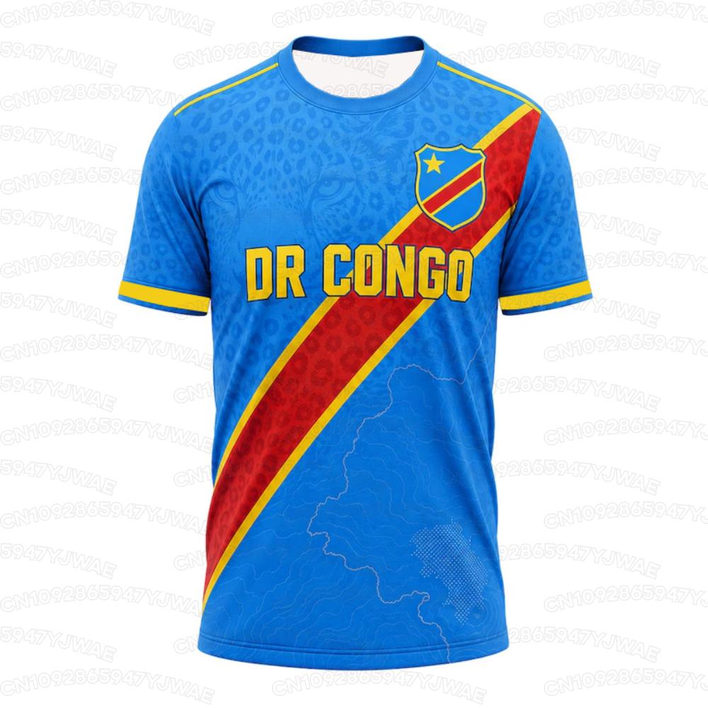 2026  Dr Congo National Flag Print Men's Women's Short Sleeve T-shirt 3D Print Tees Outdoor Soccer Jersey Sports Casual Tops