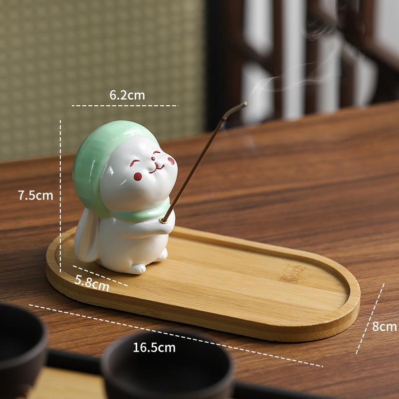 Cute Wishing Rabbit Incense Burner Ceramic Incense Burner Indoor Incense Cable Accessories Incense Burner Rack Exquisite Gift