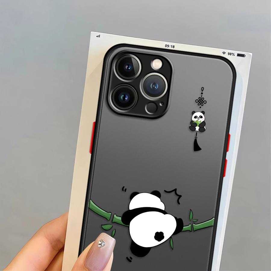 Funda Back Phone Cover Case for iPhone 17 Pro Max Air XS XR 16 Plus 13 Mini 14 11 12 15 7 8 SE Cartoon Cute Panda