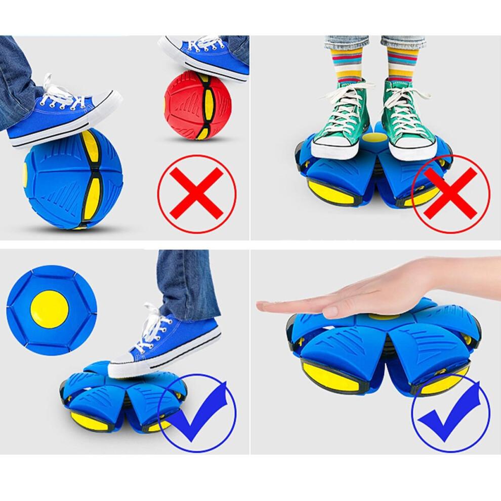 (Blue) Flying Ball UFO Throw Disc Outdoor Kids Flying UFO 3 LED Light Toy
