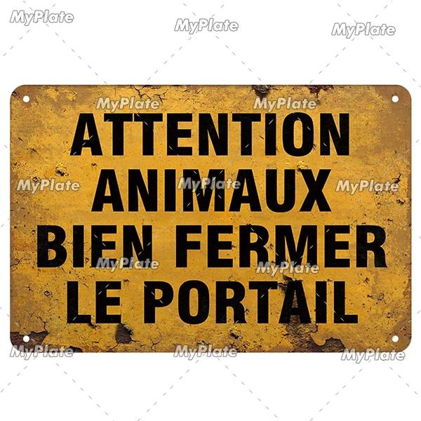 [MaPalte] Vintage French Warning Sign Metal Sign Tin Sign Decoration Plaque Home Wall Door Decor Bar Sign Home Plate Poster