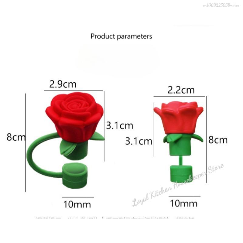 Rose Flower Silicone Straw Cover for Stanley Cup 10MM Silicone Flower Shape Drinking Dust Cap Straw Tips Cover Cup Accessories