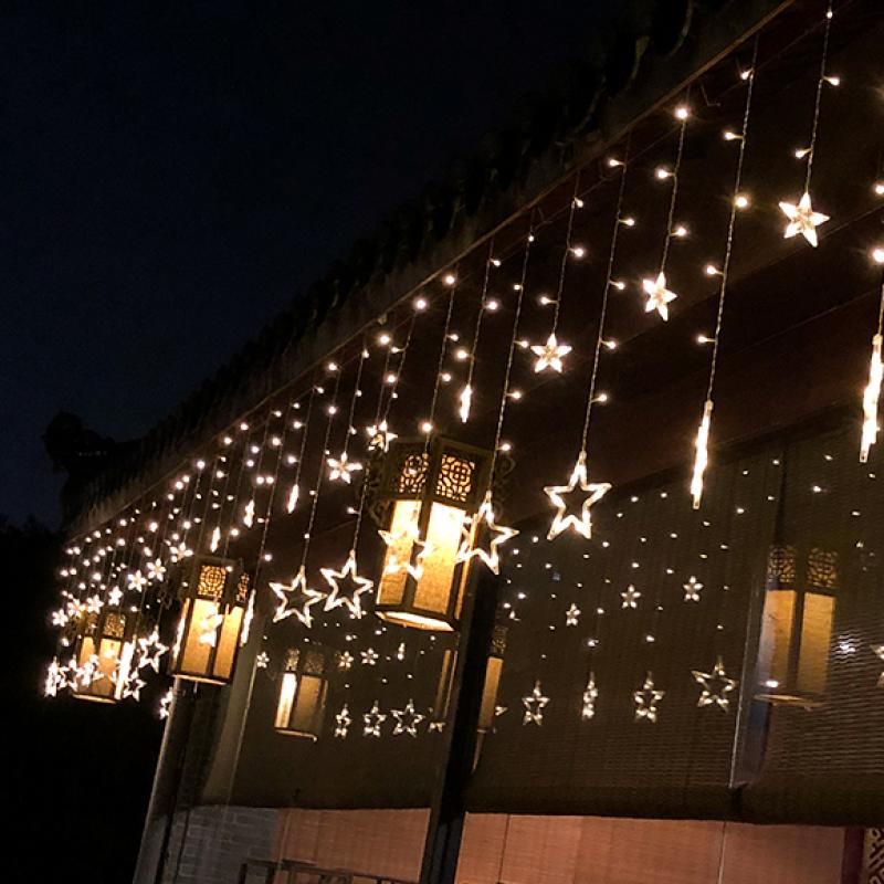 Dize Lamba Renkli Lamba Kolye LED Romantik Yaratıcı Modelleme Perde Işık Pentagram Perde Işık 6 Büyük 6 Küçük