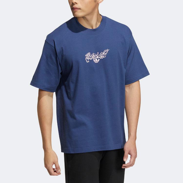 Adidas Originals Letter Print Sports Short Sleeve T-Shirt Unisex T-Shirts Blue H49560