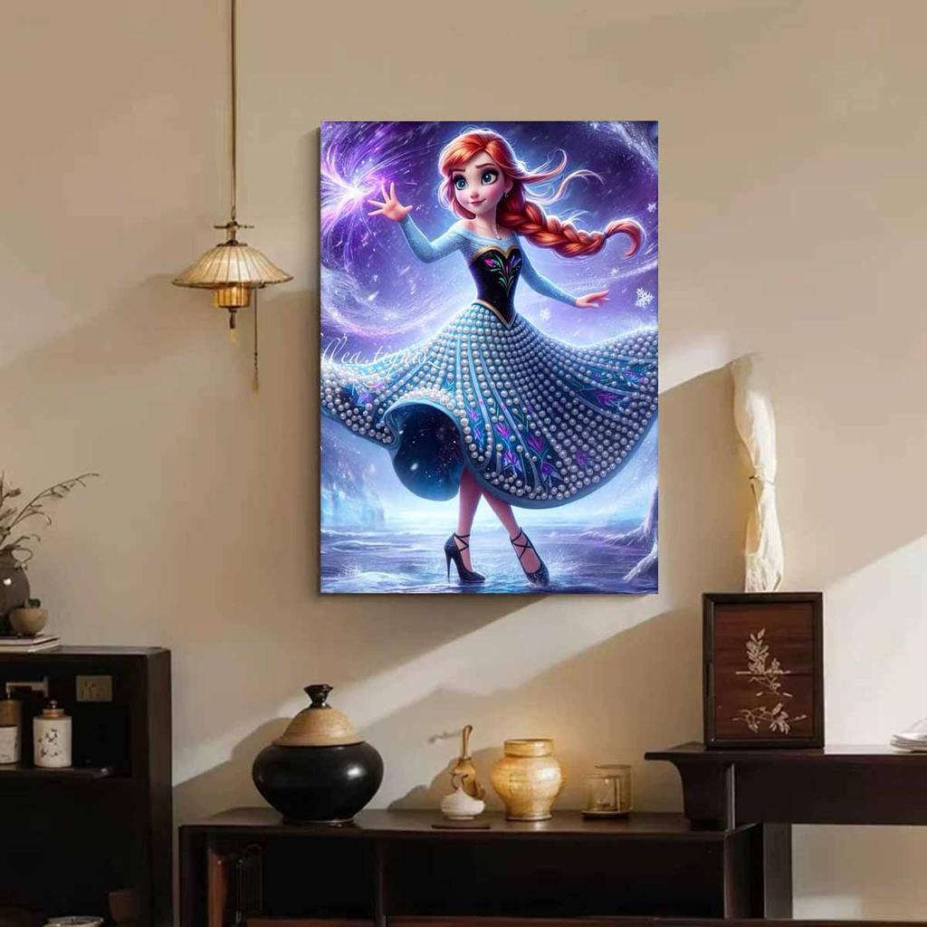 Starry Magic Anna New Pearl-Inlaid Frameless Art | Handmade Pearl Craft, Starry Magic Theme, for Frozen Chic Home Decor & Birthday Gift Option