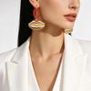 1 Pair Drop Earrings Red Faux Crystal Beaded Ring Three-Dimensional Metallic Lip Shape Leverback Earrings Jewelry Gift