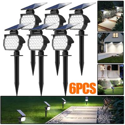6 ADET 23 LED Güneş Enerjili Işıklar Açık IP65 Su Geçirmez Bahçe Lambası 3 Aydınlatma Modu 2'si 1 Arada Bahçe Çim Yürüyüş Yolu Garaj Peyzaj Spot Işığı
