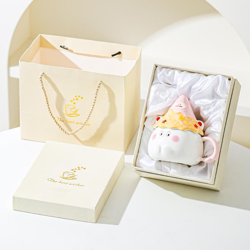 Cartoon Expression Ceramic Mug High Looking Souvenir Gift Water Cup for Best Friend Girl Heart Cup Home Breakfast Cup