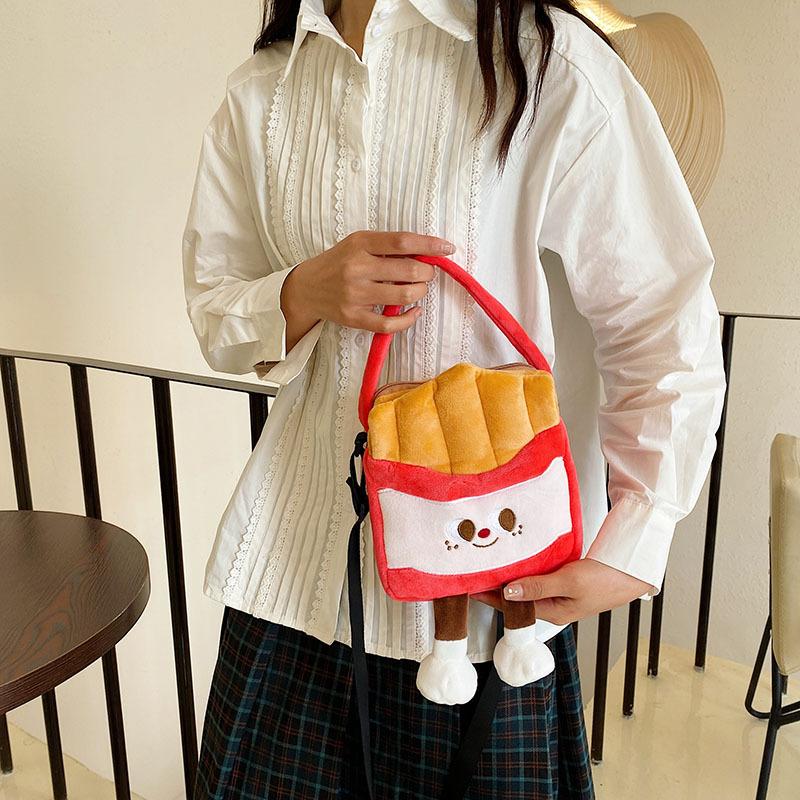 

Kawaii French Fries Hamburger Plush Backpack Milk Tea Messenger Bag Creative CrossBody Coin Purse Birthday Christmas Gifts