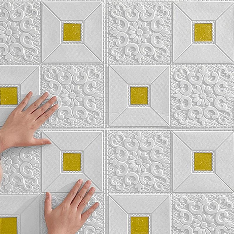 Waterproof and Moisture Proof 35x35cm 3D Tile Brick Wall Sticker Self-Adhesive Foam Board Wallpaper Bedroom Room Home Decoration