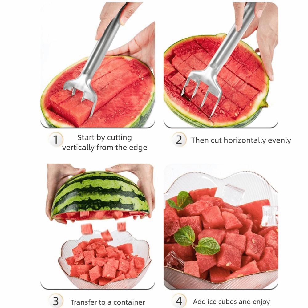 Quickly Cutting Stainless Steel Watermelon Slicer Safety With Handle Handheld Watermelon Cutter Easy To Clean Comfortable Grip