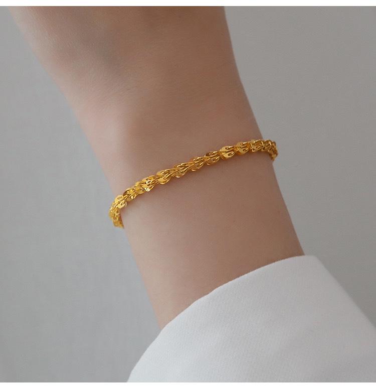 18K Gold Retro Heart-Shaped Peacock Tail Bracelet - Women's Summer Fashion Jewelry