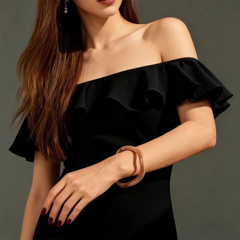 Irregular Wave Design Acrylic Bracelet Marble Pattern Smudge High-End Simple Bracelet