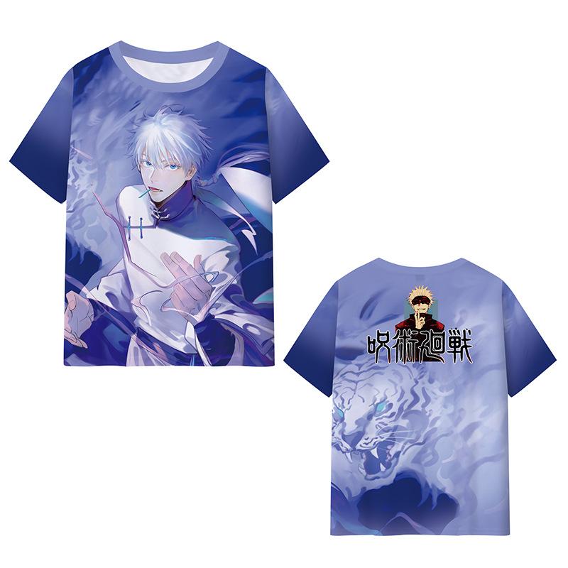 Satoru Gojo Japanese Anime Jujutsu Kaisen T-Shirts 3D Printed Summer Quick Dry Round Neck Short Sleeves for Men Polyester Do Not Fade