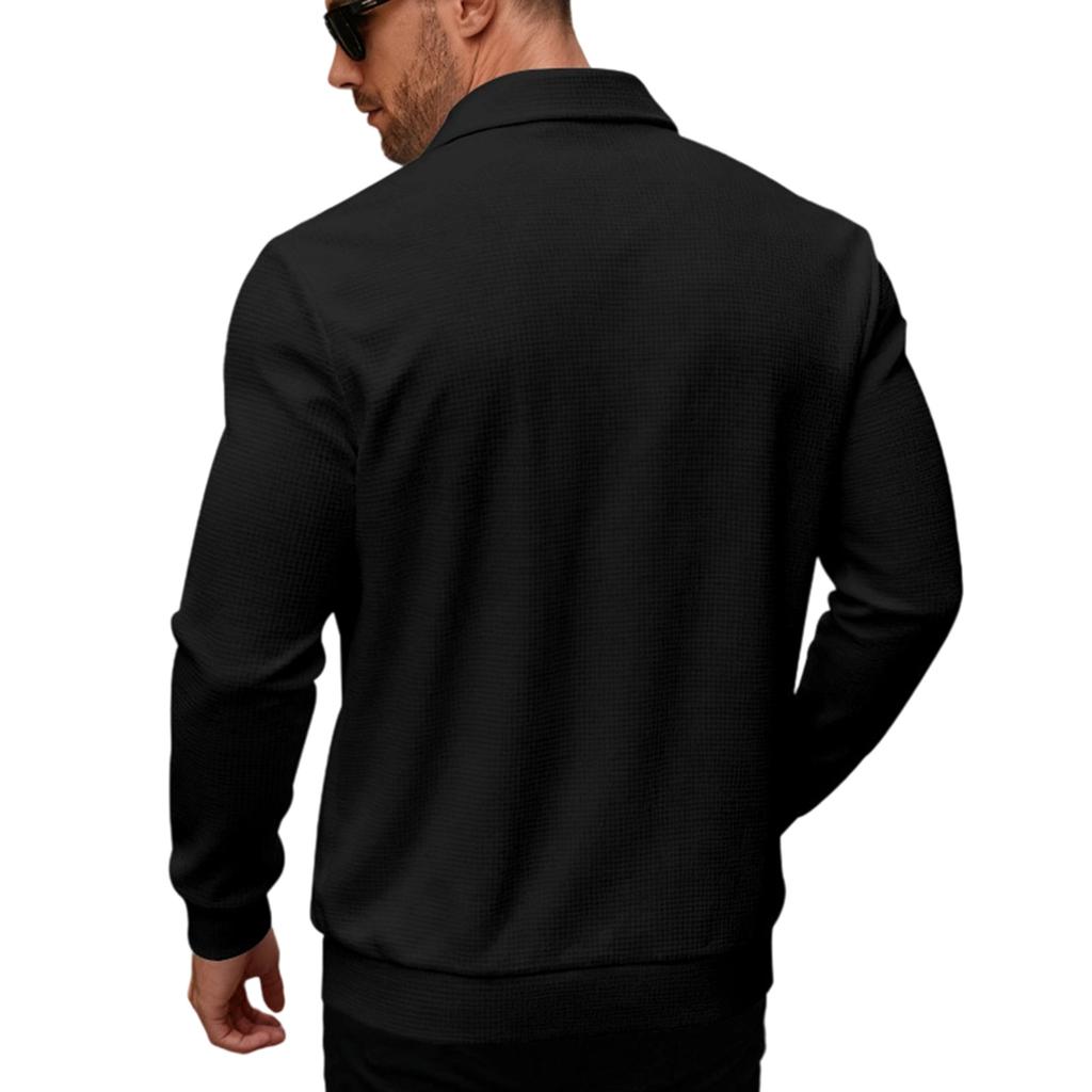 Men's  Flip Collar  Zipper  Long Sleeves  Self-Cultivation  Jacket  Cardigan  Coat