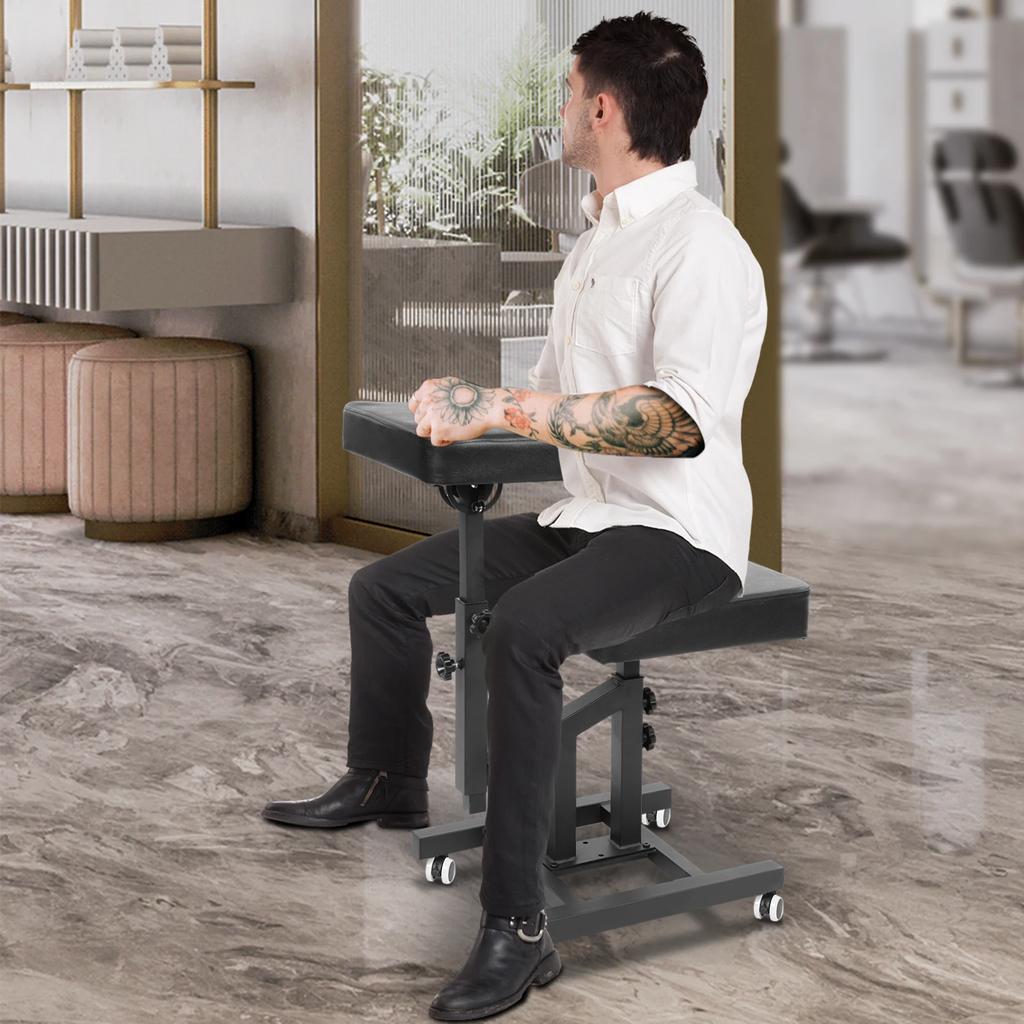 Sedia Idraulica Regolabile per Tatuaggi e Barbiere con Ruote e Schienale Reclinabile a 180°, Capacità 220lbs, Sedia da Salone per Taglio Capelli, Massaggio