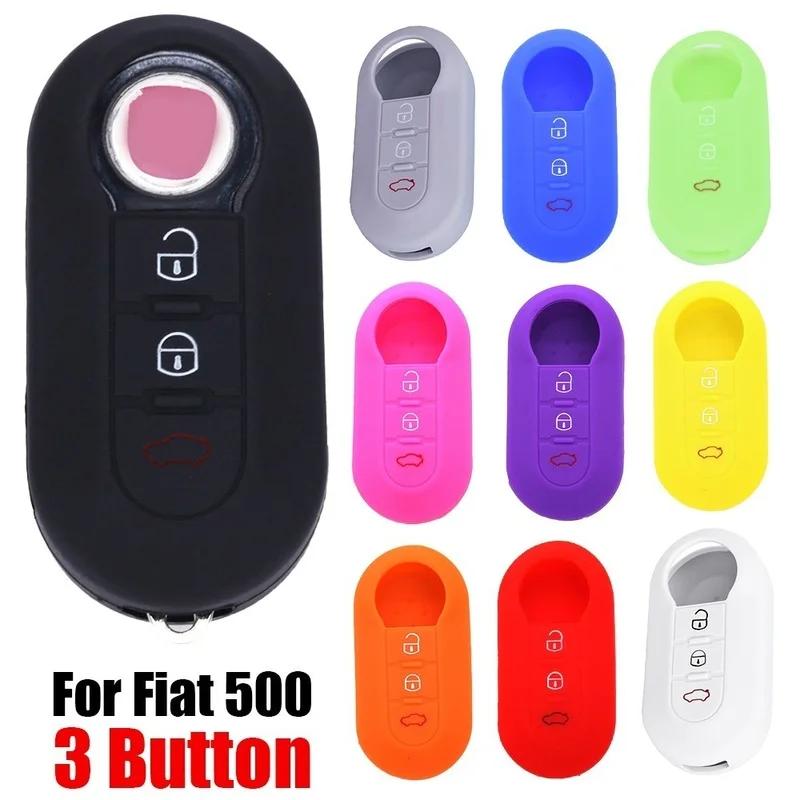 3 Buttons Silicone Car Key Case Cover For Fiat 500 Flip Folding Remote Key Shell For Fiat Punto Panda Car Accessories