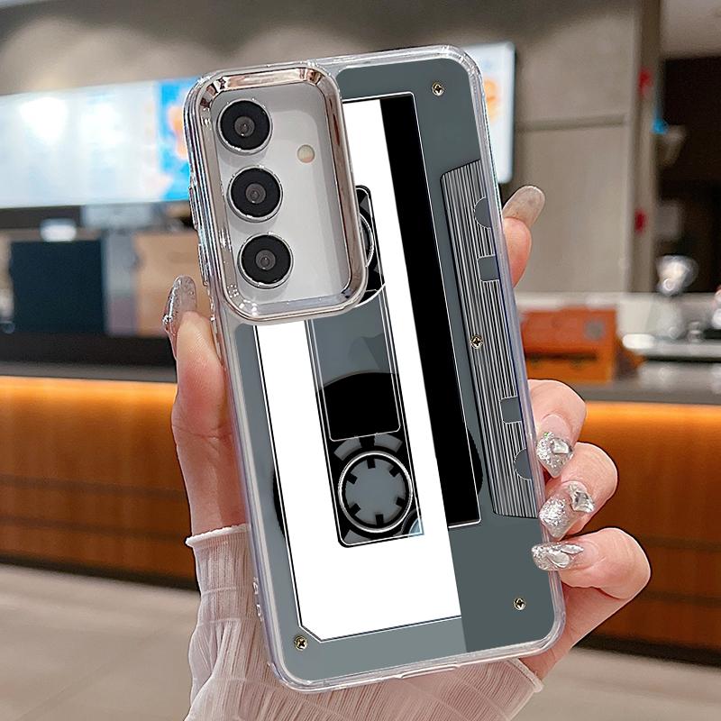 Creative Audio Tape Print Case For Samsung Galaxy Z Flip 8 7 6 5 4 Flip8 Flip7 Flip6 Magnetic For Magsafe Clear PC Hard Folding Phone Cover
