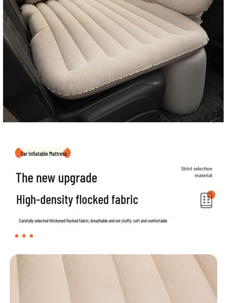 PVC Flocking Inflatable Car Mattress - Universal Travel Bed for Rear Seat