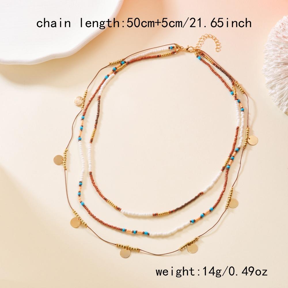 Multi-layer Clavicle Chain Jewelry Bohemian Necklaces Retro Bead Necklaces  Ladies