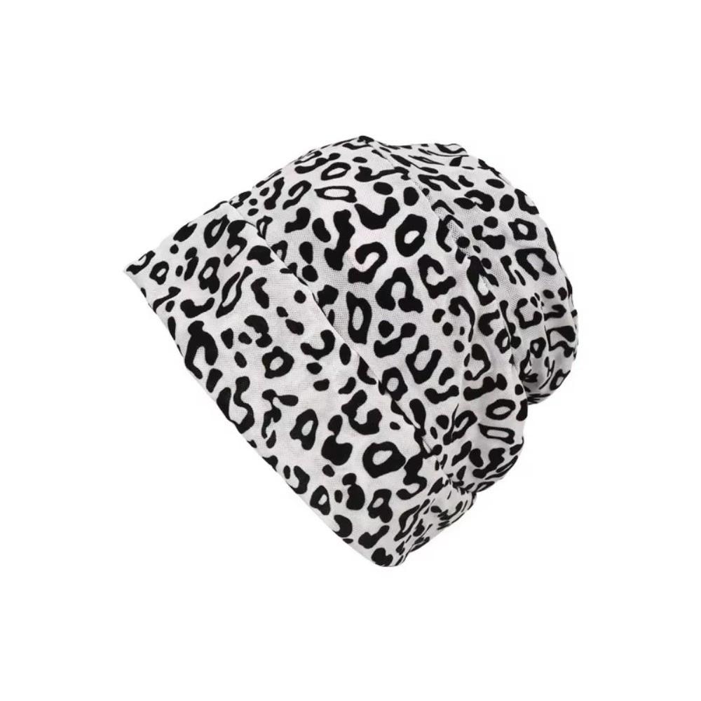 American Style Y2k Baggy Cap Stacking Leopard Beanies Cap Trendy Pullover Hats  Women