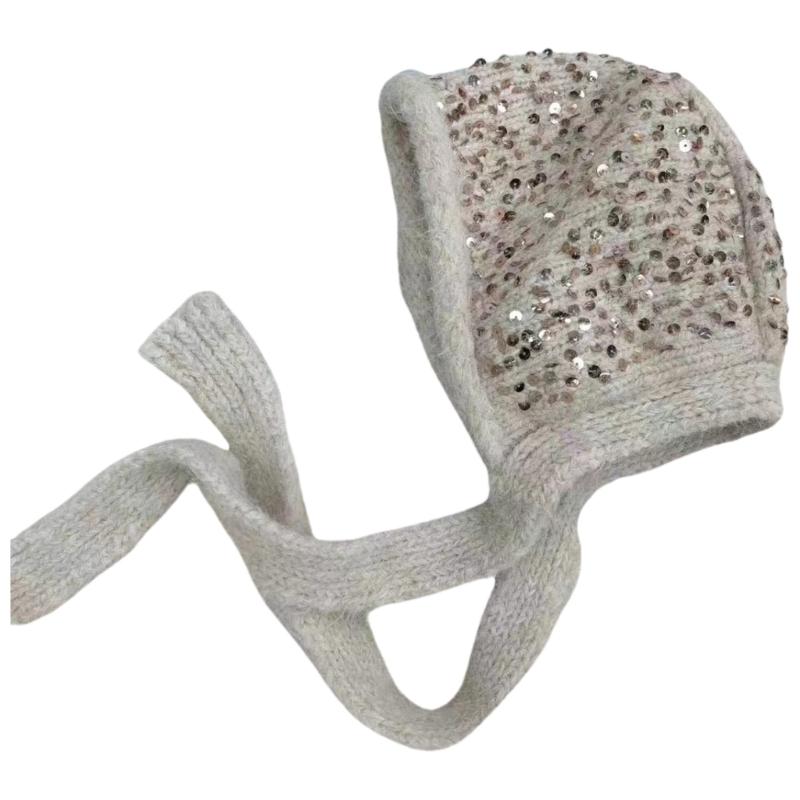 

Vintage Knitted Trapper Hat for Teens Adult Windproof Winter Hat Thicken Skiing Hat Keep Warm Skiing Cycling Hat бежевый