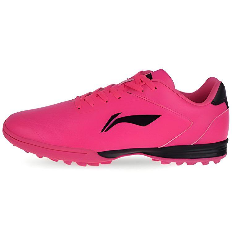 Li Ning TF Turf Cushioning Slip Resistant Abrasion Resistant Soccer Shoes Men's Pink ASTQ011-4