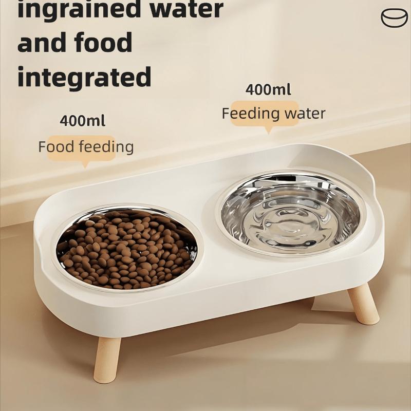 Elevated Stainless Steel/Plastic Pet Bowls Set with Stand, Dual Bowls for Small Dogs and Cats, with Splash Guard - Pet Feeder