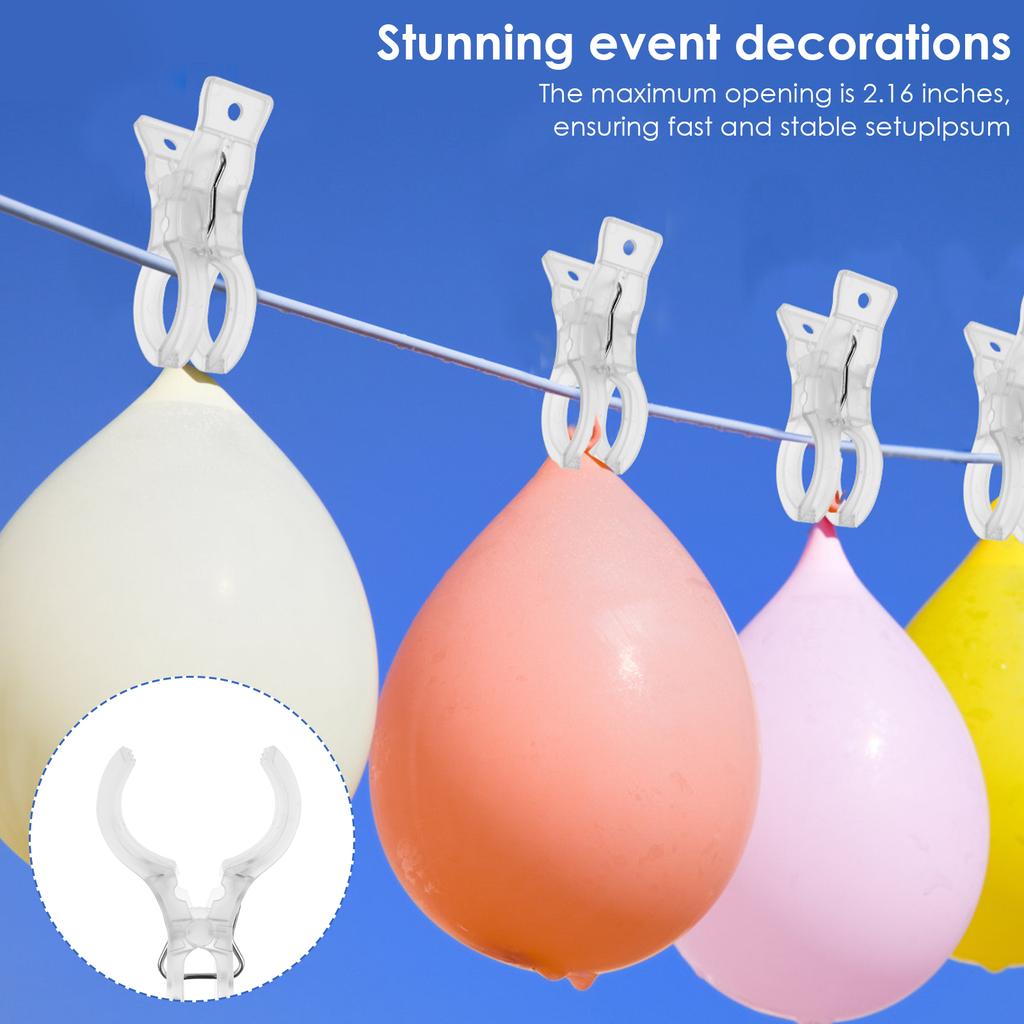 30pcs Balloon Arch Clips Plastic Transparent Backdrop Spring Clamps Clip for Balloon Arch Kit Birthday Decor Crafts Photography