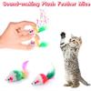 Electspark Toys, Furry Rattle Mouse Toy Interactive Toy with Feather Tail, Faux Toy 5.5” Realistic Size Mice Toy for Bored Indoor Adult