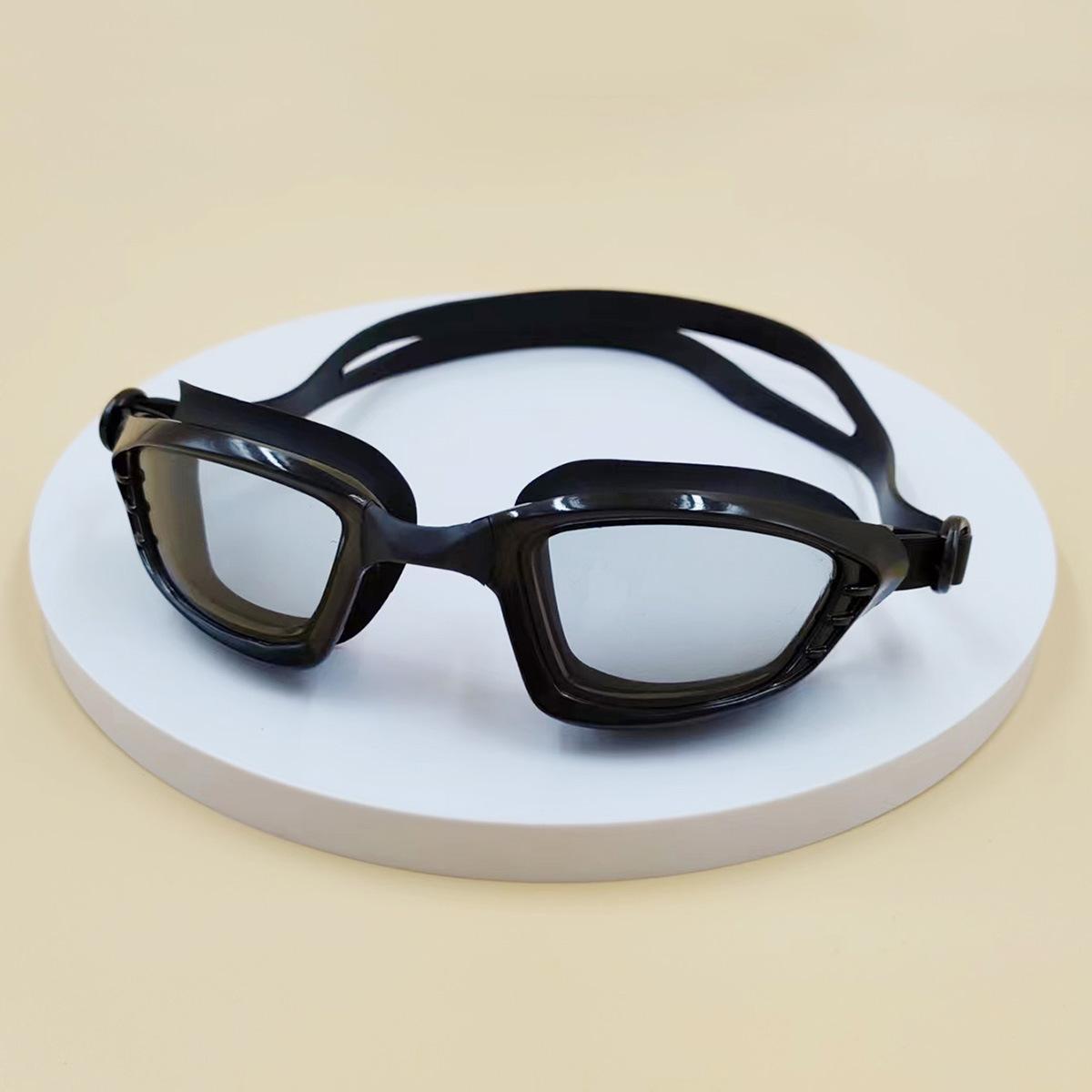 High-definition swimming goggles for men and women, universal anti-fog silicone glasses, waterproof goggles, professional swimming equipment SJ1366Black【Bags】