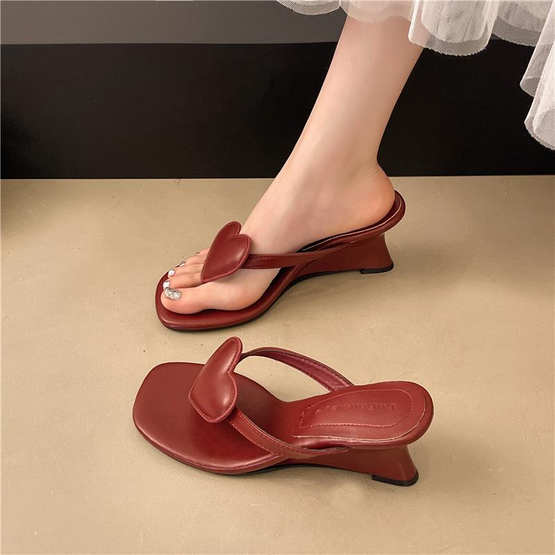 Fashion Fashion Temperament Wedge Flip-flops Women's Wear 2025 New Summer Hundred with Thick Soles Increase Toe Sandals