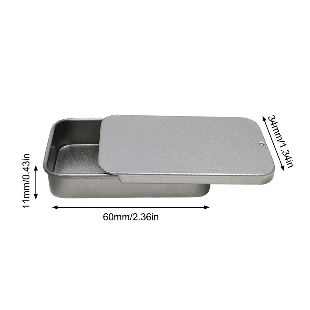 

Мини-металлические прямоугольные пустые откидные жестяные коробки-контейнеры, жестяная мини-железная коробка с выдвижной крышкой, органайзер для хранения таблеток серебряный