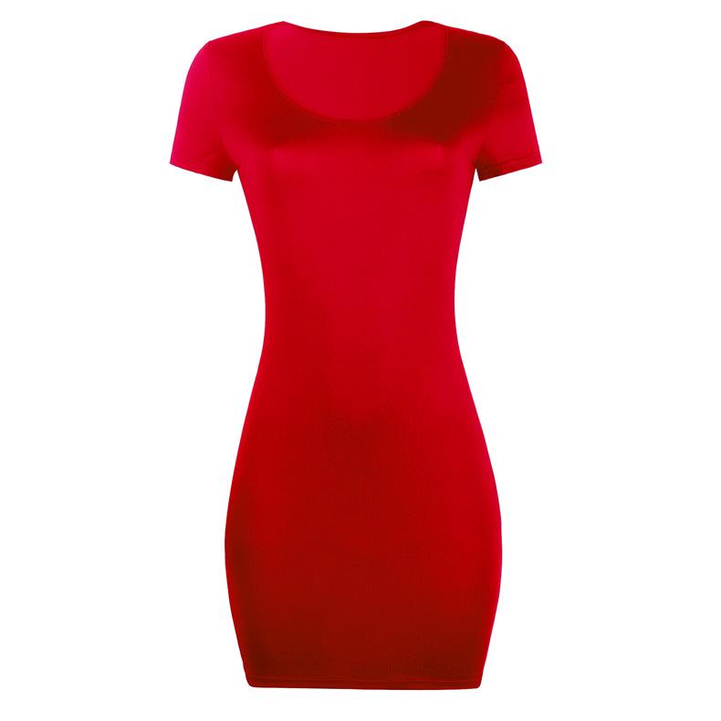 BITCED Sexy Wrap Hip Solid Colour Short Sleeve Dresses for Women