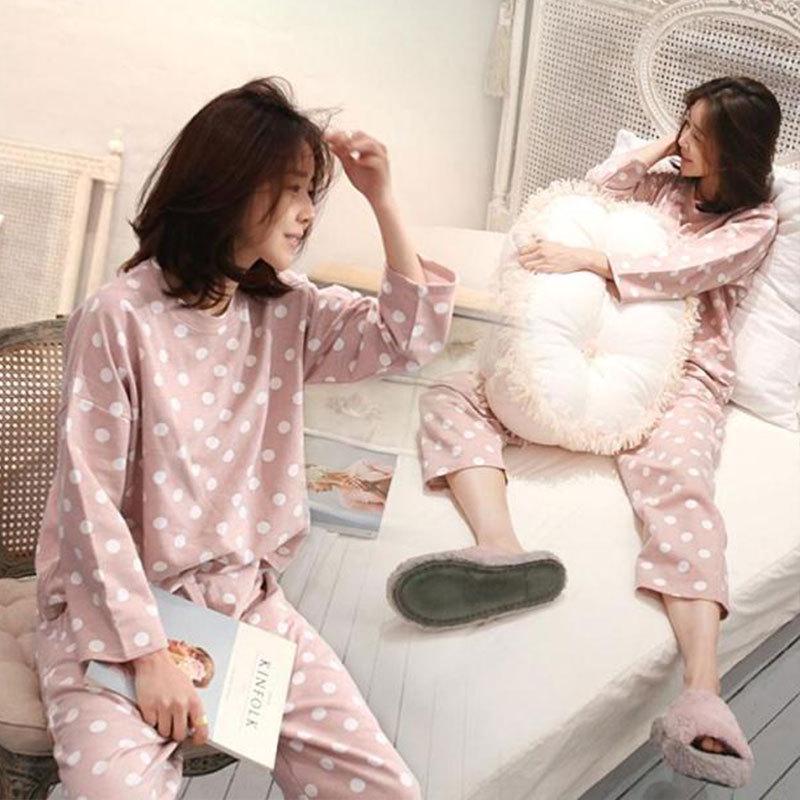 Set Pijama Dama Desen Animat - Cămașă cu Mânecă Lungă și Pantaloni, Haine de Casă pentru Studente Mignone pentru Primăvară și Toamnă