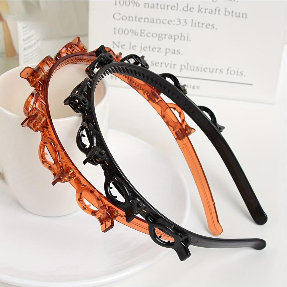 

Half-piece bangs hairpin headband, toothed woven design. Professional hairstyle tool, stylish hair accessory for women.
