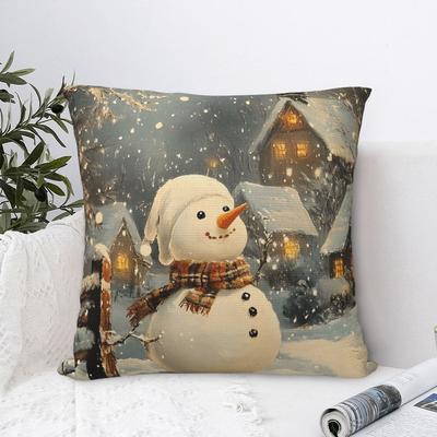 Christmas Snowman Pillowcase Soft Polyester Cushion Cover Decorative Pillow Case Cover Home 45*45Cm