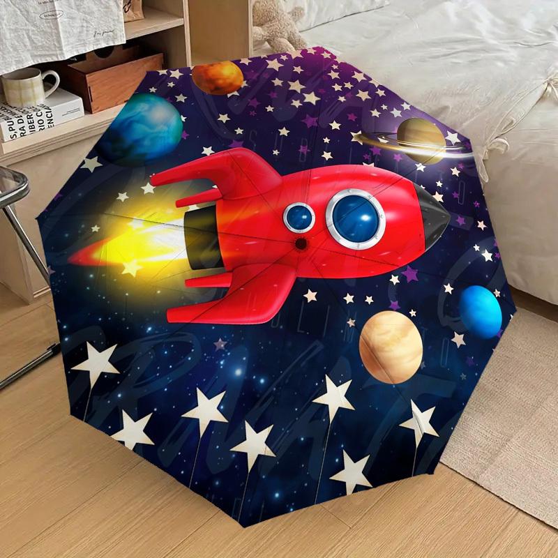 1pc Rocket Galaxy Themed High-quality Umbrella,Automatic Opening and Closing Umbrella,Multi-functional Umbrella G0811130