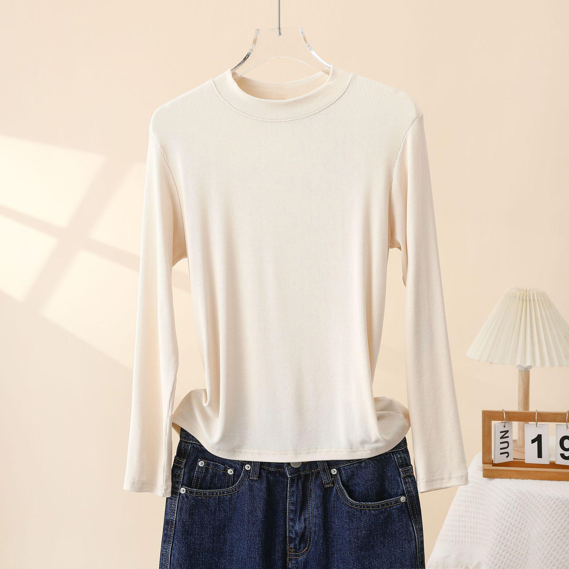 

Женский топ-базовый слой с длинным рукавом, белого цвета, облегающего кроя, из рубчатого трикотажа, с круглым вырезом, для ранней весны 2025 года. 2XL (70-80 kg)