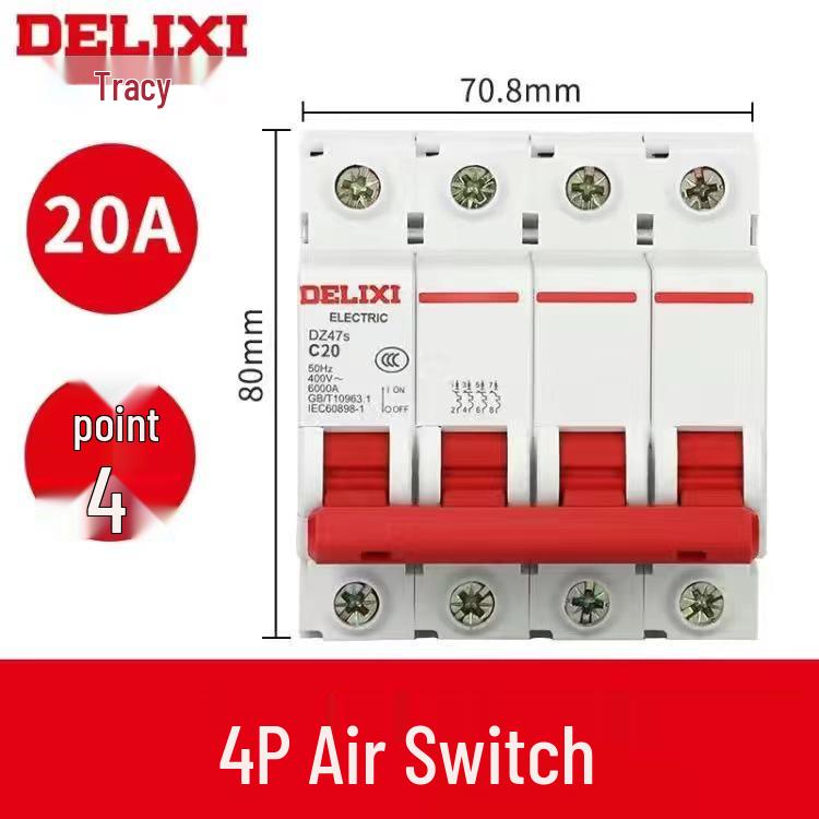 Delixi DZ47 Miniature Circuit Breaker: 1P/2P/3P/4P, 220V Single-Phase To 380V Three-Phase Air Switch for Household Use.