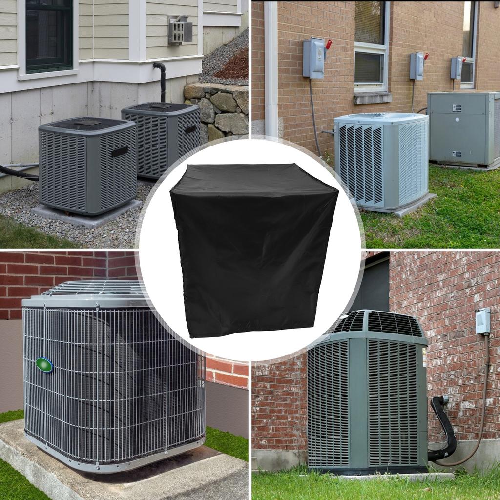 1Pcs Air Conditioner Cover Black Waterproof Polyester Outdoor Units Protector for Ac Outer Parts Washing Machine Furniture Cover