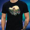 T-Shirt Men Japanese Garden Motif Cotton Size XS To 5XL
