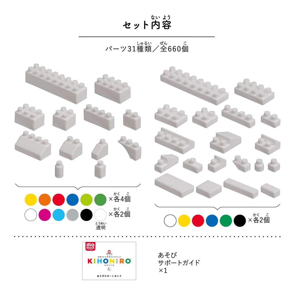 Kawada Diablock KIHONIRO (Basic Color) L (Ages 3+) Building Blocks Toy ND-08