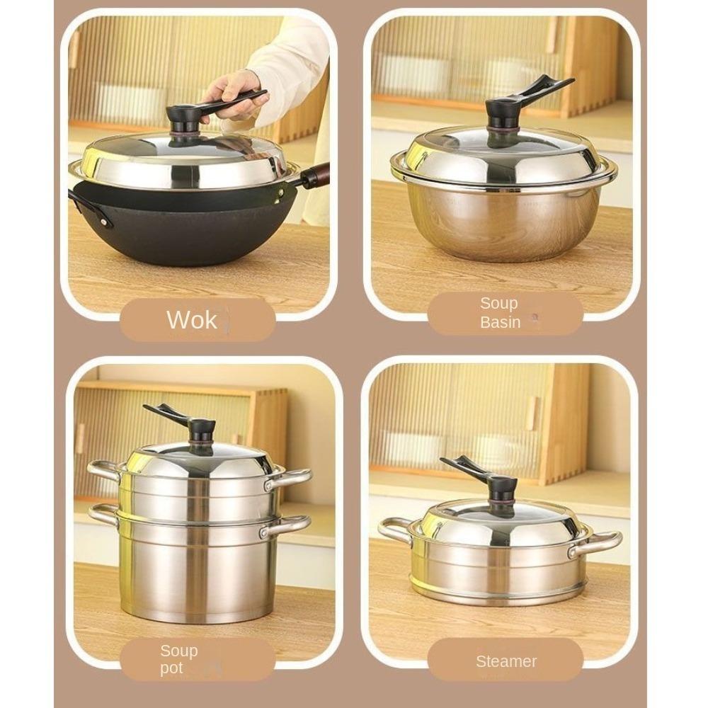 Stainless Steel Pot Cover Universal Wok Pan Lid Durable Cookware Parts  Kitchen Accessories
