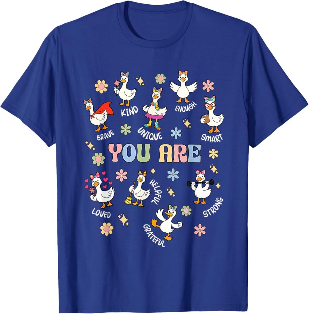 Positive Affirmations Words Goose You Are Brave Kind Unique Smart Graphic Tee Casual Daily T-Shirt