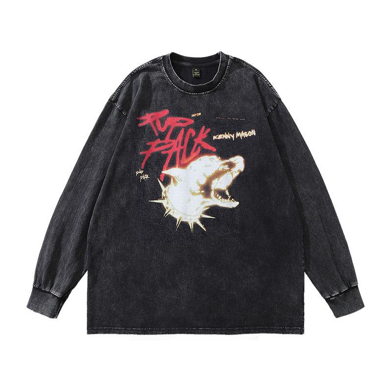 American Trendy Brand Punk Cartoon Print Spice Girl Long-Sleeved T-Shirt Men And Women Oversized High Street Tee
