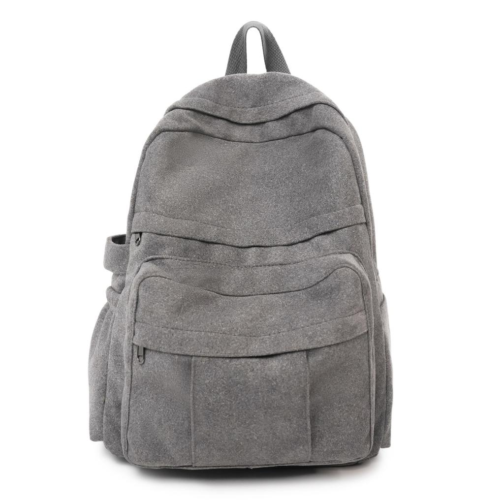 Schoolbag New Schoolbag Female College Student Korean Lazy Style Backpack High School Student Schoolbag Solid Color Retro Canvas Backpack