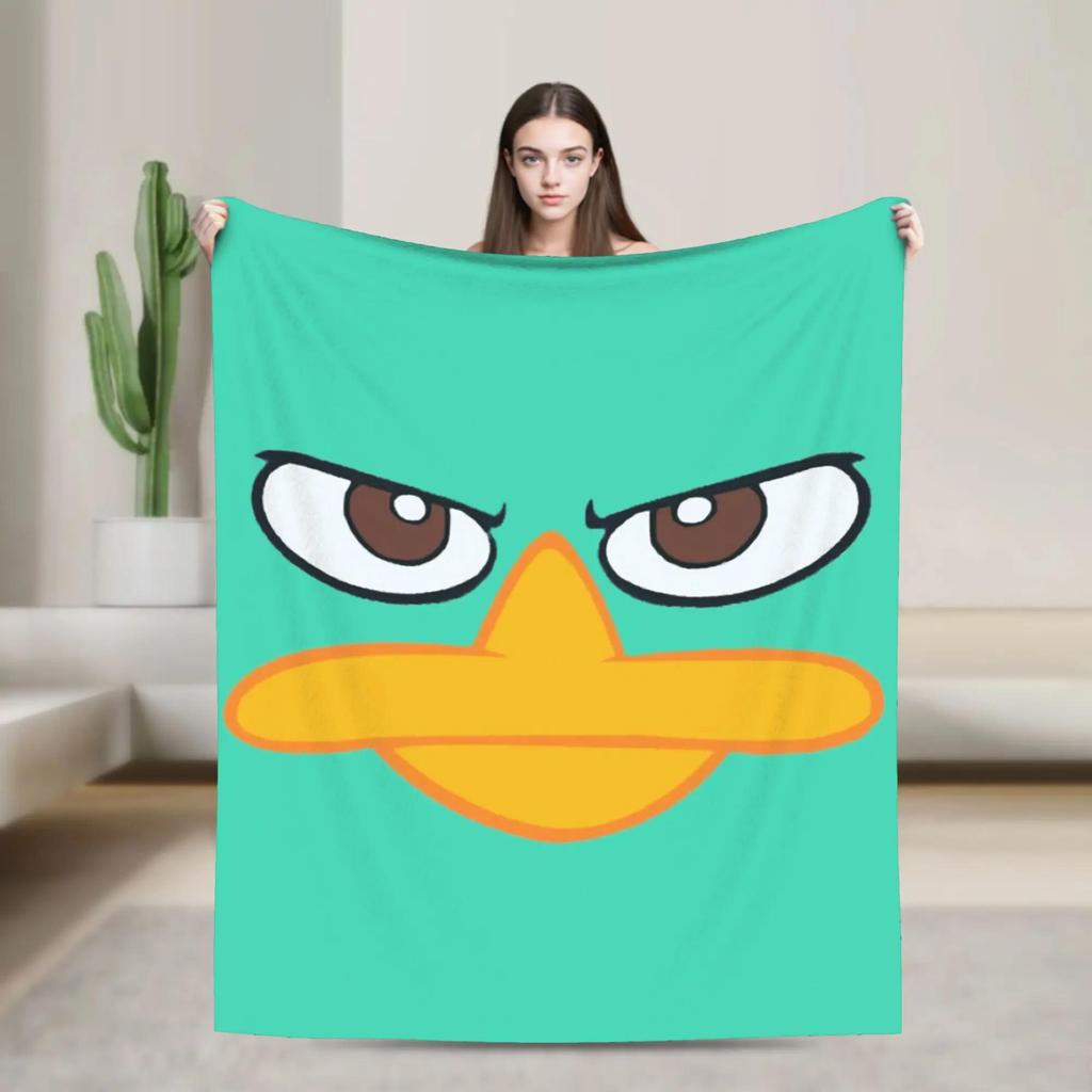 Perry das Schnabeltier Halloween Decke Weiche Winterbettwäsche Überwurf für Studentenzimmer Sofabettbezug Modischer Langlebiger Bettüberwurf